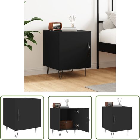 The Living Store Nachttisch Schwarz 40x40x50 cm Holzwerkstoff - Nachtisch - Nachttisch Schwarz - Wohnzimmermöbel - Beistelltisch - Holzwerkstoff Tisch (1/5)