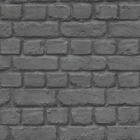 Black Charcoal Brick Effect Wallpaper Modern Industrial Paste The Paper (1/4)