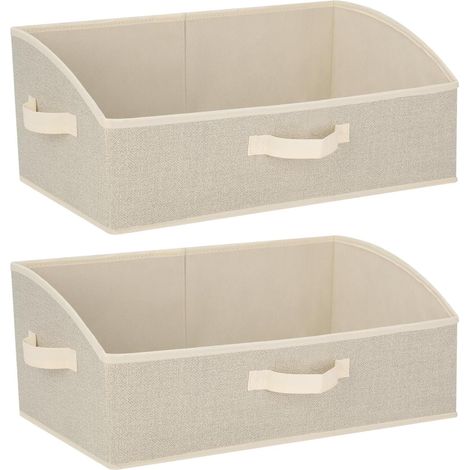 Lot de 2 Boîte de Rangement, Tissu Polyester, 28L, Poignées Renforcées, Pliable, Pour Armoire (1/5)