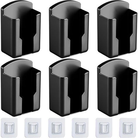 Kindfiber OÜ-6 Pcs Boîte de Rangement à Télécommande Mural, Auto Adhésive Support Telecommande Mural, Noir Boîte de Rangement Murale Télécommande (1/5)