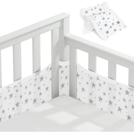 Tours de Lit Bébé,Contour de Lit pour Bébé avec 4 ctés Anti-Collision, Tour de Lit Respirant Doublure en Maille 3D Anti-Flux d'air,pour Nouveau-nés,Garons et Filles (étoile) (1/5)