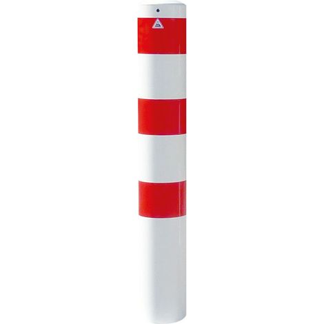 Schake Stahlrohrpoller ortsfest aus Stahlrohr verzinkt Ø193x3,2mm weiß mit rot reflektierenden Leuchtstreifen zum Einbetonieren 1200mm Gesamtlänge