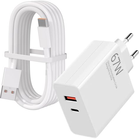 67W Fast Charger for Xiaomi 14/15 Ultra14T/14/13T/13 Lite, Redmi Note 15/14/13/A3/12/11/10 Pro 5G, Poco F7/X7/X6/M6/X5 Pro/F4/X4 5G/X4 GT/X5/F3, Turbo Charger with 6A USB C Cable 1M