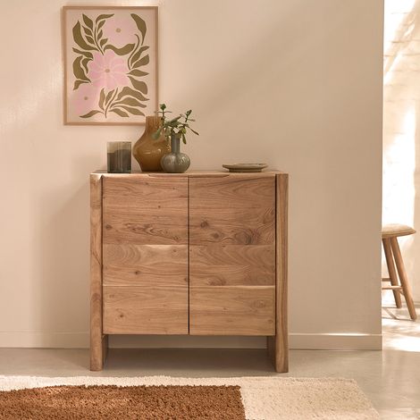 Buffet 2 portes en acacia massif 80 cm (1/5)
