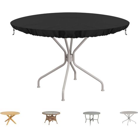 Housse Table de Jardin Ronde Protection Plateau Table Exterieur Bache pour Tables Basse Salon Meubles de Jardin Impermeable Anti-UV Tissu Oxford 420D, Ø112x10cm (1/5)