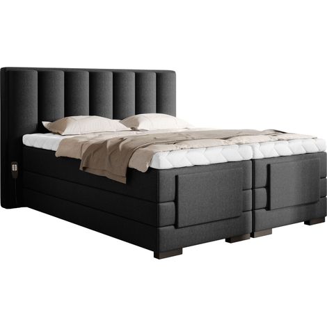 Lit boxspring électrique velours noir avec matelas et surmatelas Arkos-140x200 (1/5)
