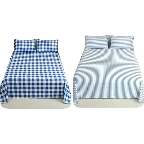 Set di lenzuola, stile classico, facile manutenzione, blu navy-b, 229x244 cm (1/2)