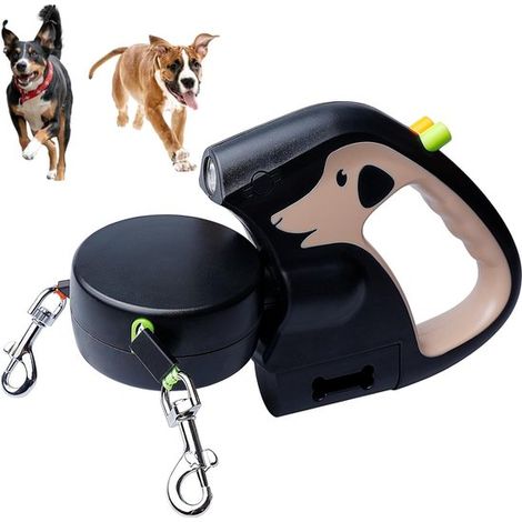 Correa para perros - correa con luz LED - botón de freno fácil de usar - para pasear, entrenar y para uso diario - azul (1/5)