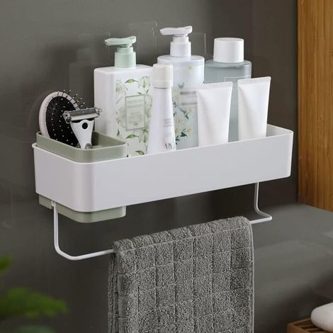 Supports de salle de bain, supports flottants sans poinçon, supports muraux pour shampoing et gel douche, porte-serviettes, supports de cuisine, supports à bouteilles de condiments (1/4)