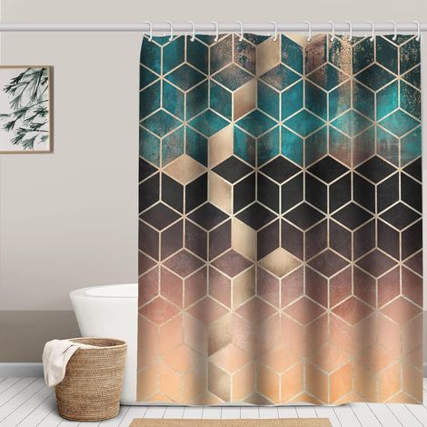 Rideau de Douche 100% Polyester pour Baignoire et Salle de Bains, Lavables, Anti-moisissure et Antibactérien 180 x 180 cm (1/5)