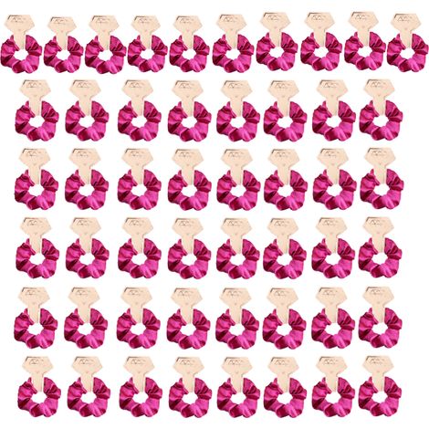 50 paquetes de gomas para el pelo de tela satinada (rojas y rosas) (1/5)
