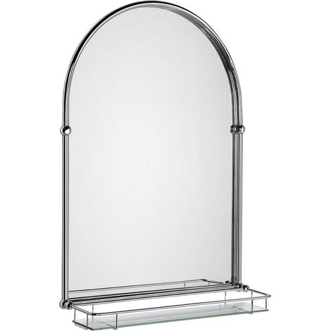 Sapho – Miroir sur pied Tiga 490x670 mm avec étagère en verre – Finition chrome – HZ202 (1/4)