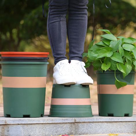 Pot de fleurs/légumes de 5 gallons (19 litres), pot de rangement créatif pour le contrôle des racines, pot de fleurs/légumes pour balcon, pot de fleurs en plastique vert armée, 5 gallons (19 litres) : (1/5)