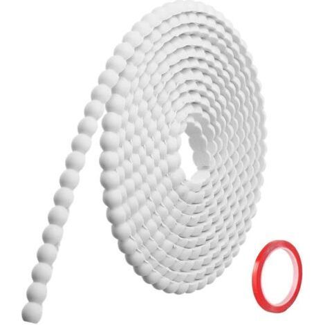 3M x 10mmMoulure Murale Décorative Adhésive Blanc Moulure en PVC Flexible avec Bordure Perlée 3D, Baguette de Finition Hydrofuge pour Cadre de Miroir (1/5)