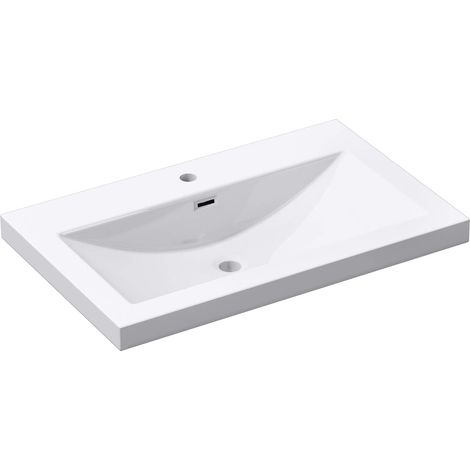 Mai & Mai Lavabo Incasso 76,5x48x13cm, Lavabo Sottopiano Lavandino Bagno da Marmo fuso Colossum01-765,Bianco