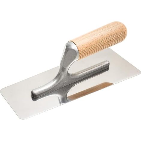 Ensemble de 3 Truelles de Lissage - Acier Inoxydable et Manche en Bois - Outil de Plâtrage pour Finition Murs et Sols - Bords Arrondis - Argent - 20x8cm/24x10cm/25,5x7,5cm