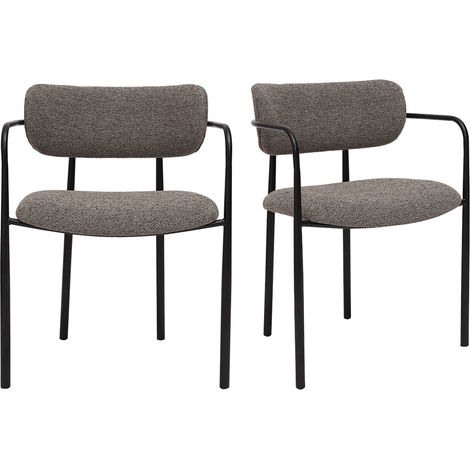 Stühle aus taupefarbenem strukturiertem Stoff und schwarzem Metall (2er-Set) SWIFT