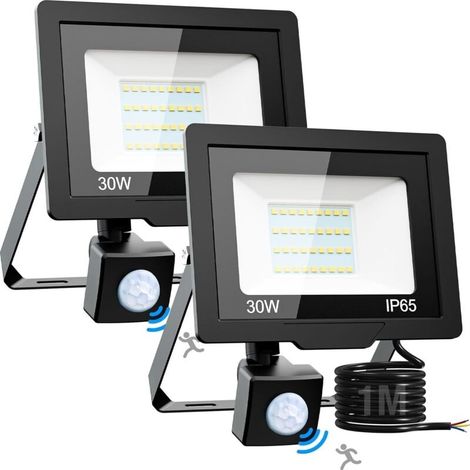Projecteur LED Exterieur Detecteur de Mouvement 2 Stück, [30W 6500K] Projecteur Exterieur LED, 3000LM Étanche Spot LED Extérieur, Eclairage Exterieur pour Patio Jardin Garages Cours Blanc Froid (1/5)