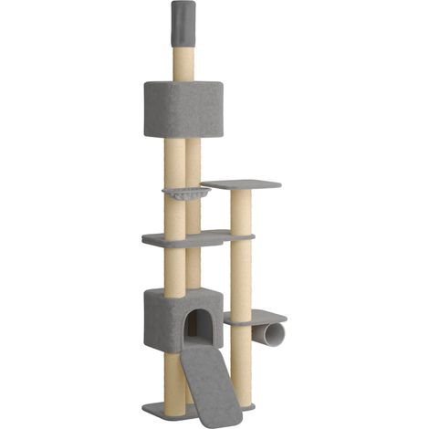 Floor-to-Ceiling Cat Tree with Sisal Post Light Grey 257-283 cm vidaXL (1/5)