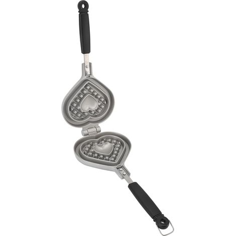 Gaufrier antiadhésif en forme de cœur, mini gaufrier, adapté au petit-déjeuner en famille, facile à nettoyer, conception double face. (1/5)