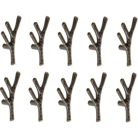 10x Poignée Meuble en Forme de Branche Poignées Armoires en Alliage de Zinc avec Vis Bronze - Trou Unique (1/4)
