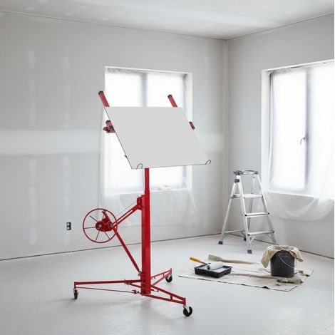 Lève-plaques de plâtre acier rouge 68 kg hauteur 140-350 cm pour plafonds - CHICFURN (1/5)