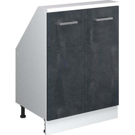 Armario para techo inclinado Rion, Hormigón negro/blanco, con 2 puertas, Vicco