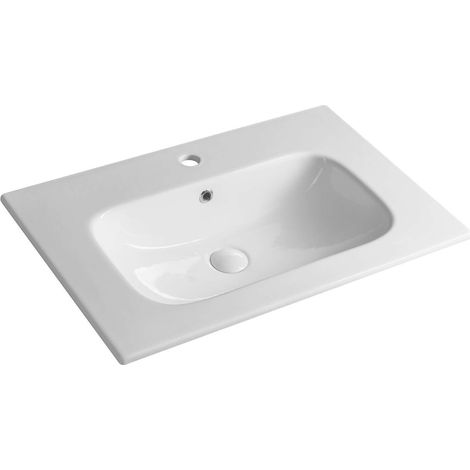 Sapho Sanovit Piedra - Lavabo da mobile 71x47 cm, con troppopieno e foro per miscelatore, bianco 43071