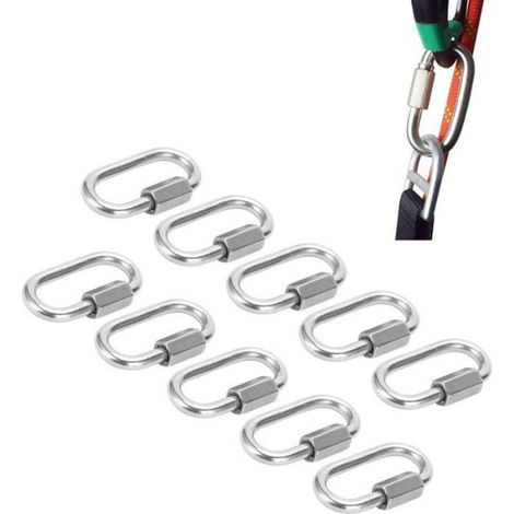 Maillon Rapide, Mousqueton Fileté Verrouillable en Forme de D en Acier Inoxydable 304, Connecteur(M5 10pack) (1/5)