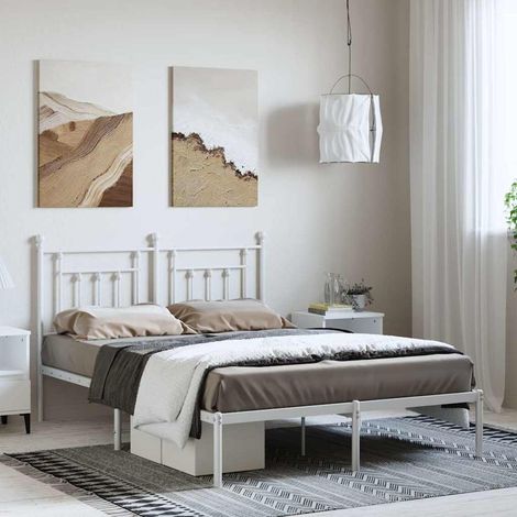 vidaXL Estructura cama sin colchón con cabecero metal blanco 150x200cm (1/5)