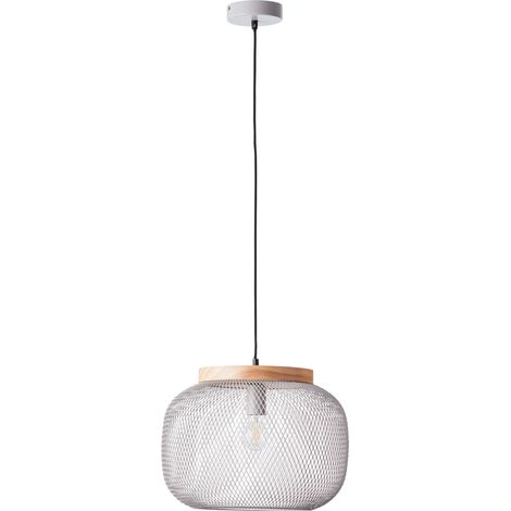 Brilliant Pendelleuchte Giada H 113 cm, D 40 cm, E27, kürzbar, Metall/Holz, hell grau/braun