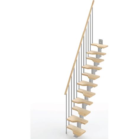 Scala salvaspazio dritta 11 gradini - Larghezza 61cm -  Legno e bianco - MINI61/I/SGMNAT-11