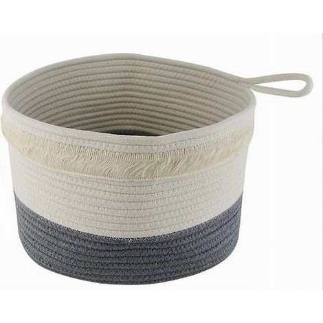 TRADE SHOP - Cestino Portabiancheria Oggetti Corda Intrecciata Cesto Organizer 30x20 Cm 10656 - (1/2)