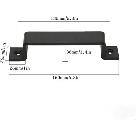 2 Piece Barn Door Handle  Solid Black Steel Door Handle  Screws Included (Black)