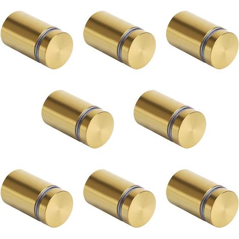 8 Pcs Vis en Acier Inoxydable Entretoise de Verre pour Plaques et Présentoirs de Signe, 19 mm de diamètre 25 mm de Longueur Or Brossé (1/5)