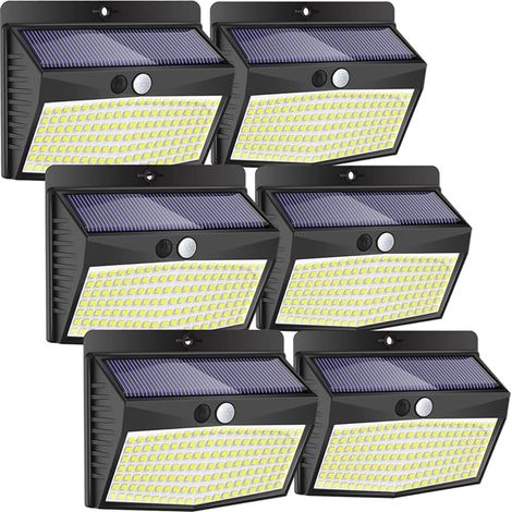Lampe Solaire Exterieur [Lot de 6], 138LED Lumiere Solaire Exterieur avec Detecteur de Mouvement Étanche 3 Modes Eclairage Exterieur Solaire Spot Led ​Sans Fil pour Jardin Garage (1/5)