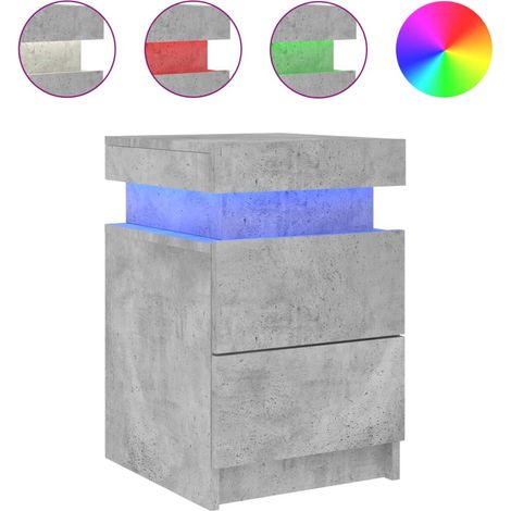 Table de chevet avec lumières LED avec tiroirs 35 x 39 x 55 cm bois d'ingénierie gris DEC033189