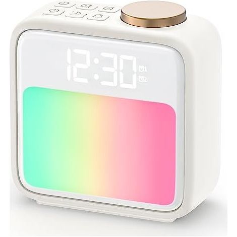 Réveil Lumineux, Réveil lumière du Jour avec 2 alarmes Wake up Light, 6 Sons naturels, 10 Couleurs de lumière, Aide au Sommeil, Snooze, Lampe De Chevet pour Chambre Salon [Classe énergétique G] (1/5)