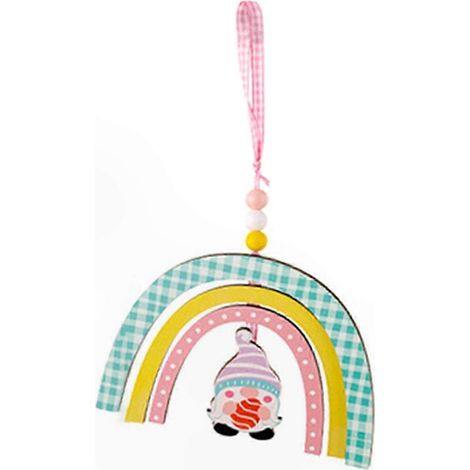 Décorations de Pâques Ornements en Bois Nain Lapin Panneau de Porte avec Corde Suspension Artisanale pour Fête Fournitures (1/4)