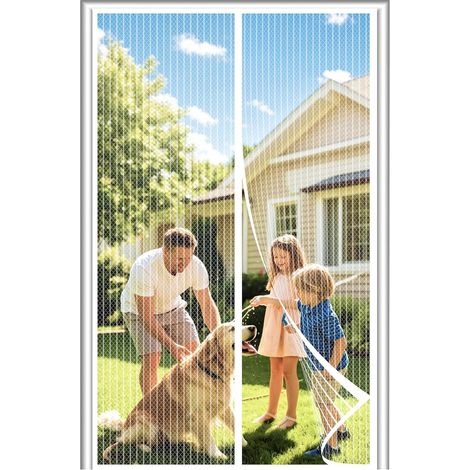 Moustiquaire Porte Fenetre Aimantée Magnetique, Rideaux Anti Mouches pour Porte,Rideaux Toile Insect Ecran,Moustiquaire Baie Vitree Coulissante,Magnétique Moustique Sans Perçage(90x220cm,Blanc) (1/5)