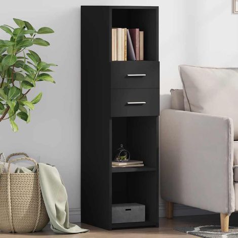 Buffet haut noir avec rangement en bois d’ingénierie 30 x 42,5 x 124 cm - PANGIVO (1/5)