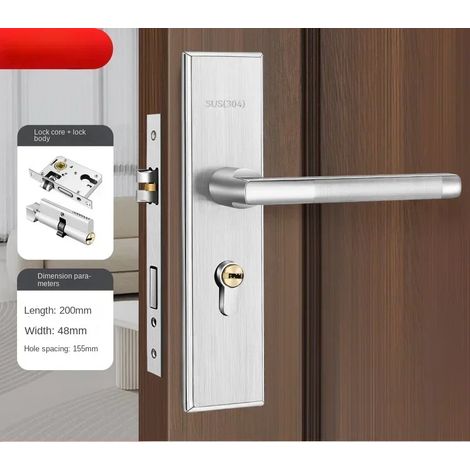 (Type F) Serrure de porte en bois pour appartement/chambre, antivol, avec clé. (1/5)