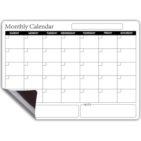 Planning Mensuel Magnétique pour Frigo : Calendrier Écran PET Réutilisable et Tableau Message 42x30cm avec Surface Anti-Tache (1/4)