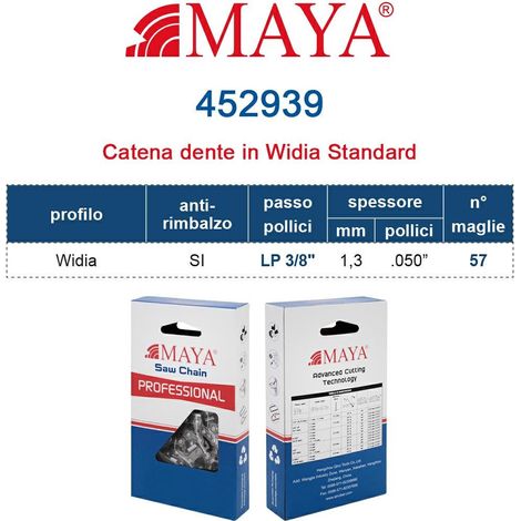 Catena Motosega LP 3/8" - 1,3 mm .050" - 57 maglie Prof. Widia con antirimbalzo 452939