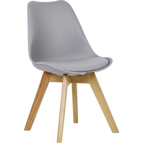 WOLTU 1 x Esszimmerstuhl 1 Stück Esszimmerstuhl Design Stuhl Küchenstuhl Holz Grau (1/4)