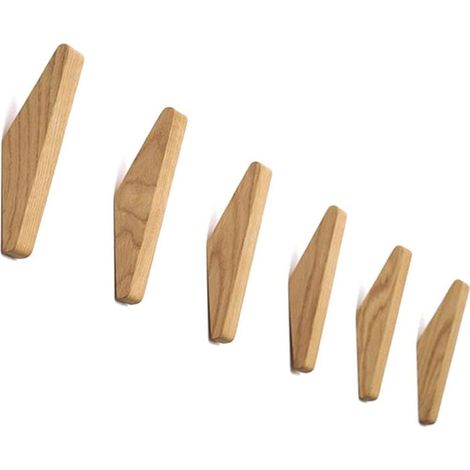 Set mit 6 Vintage-Garderobenhaken aus Holz, Holzhaken, Tragkraft 5 kg, Wandhaken, Bademantelhaken, Huthaken, Haken, Mehrzweckhaken, Schlüsselhaken (6er-Set) (1/4)