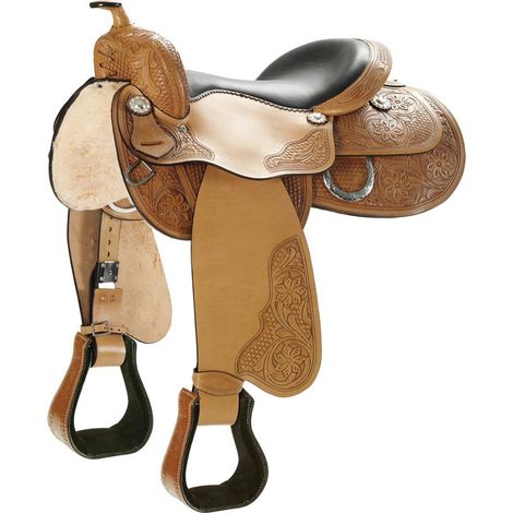 16", Naturale 03: Sella western Natowa reiner nr 2214 doppia gonna, seggio imbottito in pelle e incisioni floreali