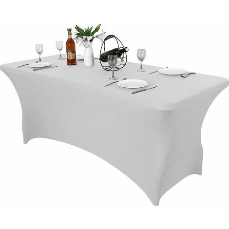 MINE Housse pour mobilier de jardin Housses de table en élasthanne extensible de 4 pieds pour tables pliantes – Nappe ajustée rectangulaire infroissable pour fête, mariage et banquet, 1 pièce thsinde (1/5)