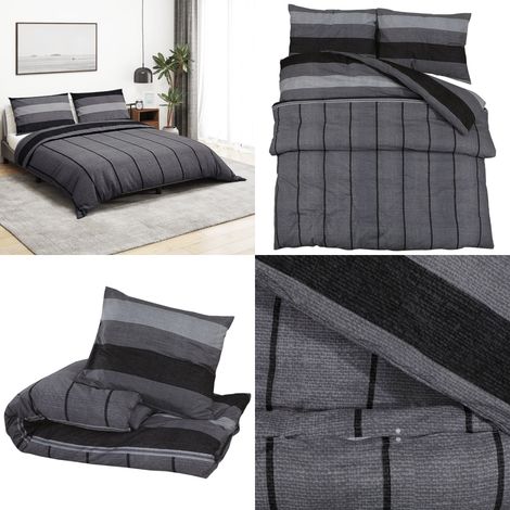 Ensemble de housse de couette gris foncé 220x240 cm Coton - Housses De Couette - Linge De Lit - Drap Housse - Literie - Coton - Home & Living (1/5)