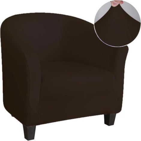 Housse de canapé – Élastique Polyester élasthanne – Pour canapé individuel – Marron foncé – 1 pièce (1/5)